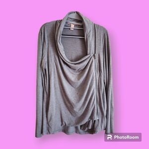 Forever 21 Grey Jersey Knit Asymmetrical Cardigan Jacket Size Large